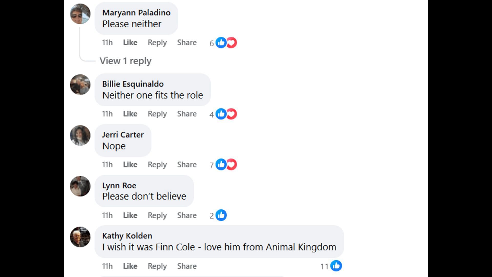 More fan reactions sharing their opinions about Michael's role being recast (Image via Facebook/General Hospital Fans - Official)